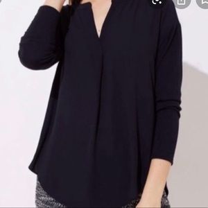 NWT LOFT Split Neck Mixed Media Tunic Top